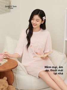 SANFU | Summer Women Cartoon Print Round Neck Night Dress
