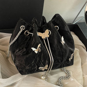Trendy Fashionable Chain Strap Bucket Bag Womens Crossbody Bag Quality Material Soft PU Leather Casual Style Small Size