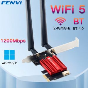 Fenvi | FENVI WiFi 5 PCI-E Wireless Adapter AC1200 Network Card Dual Band 2.4G/5GHz 802.11AC For Bluetooth 4.0 Desktop Windows 7/8/10/11