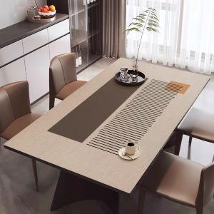 Easy-Clean Waterproof Oil-Proof High-Temperature Resistant PVC Tablecloth Dining Table Mat Tea Table Pad Desk Pad Luxury Style Rectangular Shape