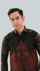 Handara Batik Premium Pria Lengan Panjang Slim Fit Furing - Benang Sari Merah Maroon