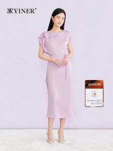 YINER | Elegant Ruffled Waist-cinching Tied Dress