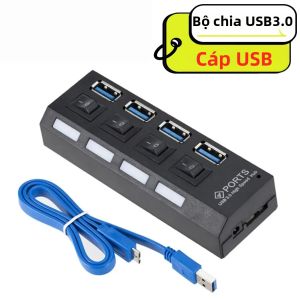 Hub USB 3.0 Tốc Độ Cao 4 Cổng Đa Chức Năng Bộ Chia Có Công Tắc Đèn LED USB 2.0 Bộ Chuyển Đổi Mở Rộng Cho Máy Tính Laptop Phụ Kiện Máy Tính
