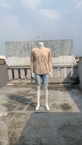 Vanfive Kemeja Pria Shanghai Polos Twill Soft Panjang Abu-Abu B0309