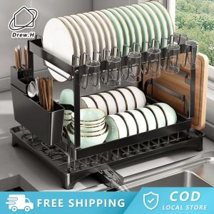 Rak Pinggan Sinki Dish Drainer Rak Dish Rack Kitchen Rack Dish Drainer Racks Utensil Holder Plate Storage Organizer