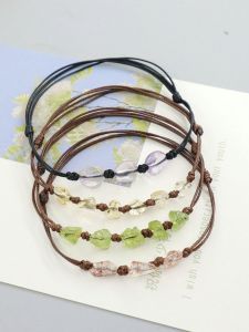 Natural Yellow Crystal Peridot Raw Stone Bracelet for Women Ice Transparent Summer Green Jewelry Fashion Ethnic Style Accessories