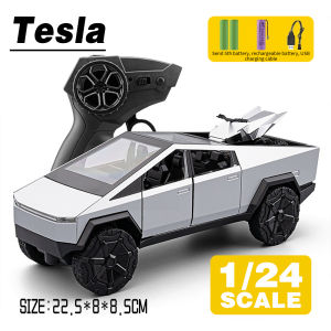 LEO 1:24 Tesla Cybertruck Alloy Remote Control Car Diecast Model Car Alloy Cars Toys Collection Gift For Kids Boy Girl