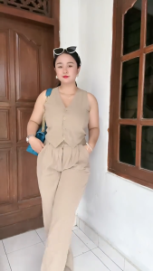 REVLYN ONE SET LINEN PREMIUM WITH LONG PANTS one Set Kekinian Setelan Dewasa Terbaru Daily Set Viral