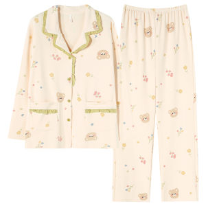 Bộ đồ ngủ nữ MiiOW vải cotton dài tay cỡ lớn.