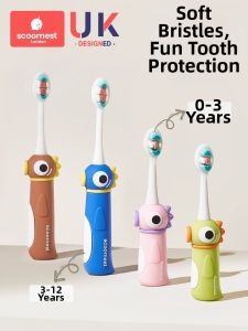Soft Bristle Childrens Toothbrush for Babies 0-12 Years Old SCOORNEST Infant Oral Care Training Toothbrush Kids Dental Care