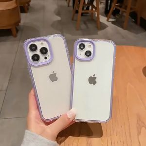 Tri-Town 3 in 1 Macaron Transparent Shockproof Case for iPhone 11 18 17 16 15 13 14 Pro Max XR XS Max 7 8 Plus Clear TPU Protective Cover