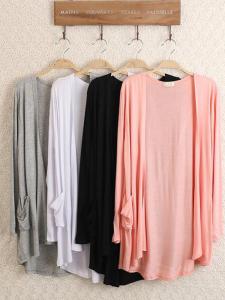 Spring and Summer Modal Plus Size Long Sleeves Sun Protective Clothes Coat Thin Mid-Length Pure Cotton Shawl Cardigan Loose Air-Conditioner Cardigan Women