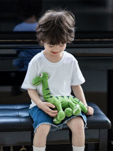 Kids Three-Dimensional T-Shirt Animal Dinosaur Clothes Summer Boy Summer Clothing Baby Short Sleeve 100% Cotton Coat Cartoon Pattern