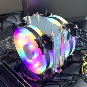 พัดลมระบายความร้อนซีพียู 4 พิน PWM เงียบ สำหรับโปรเซสเซอร์พีซี พร้อมไฟ RGB รองรับ Intel LGA 1150 1151 1155 1200 1700 2011 1366 AM3 AM4 AM5