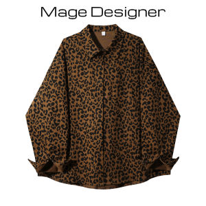 เสื้อแจ็คเก็ตลายเสือดาวสไตล์อเมริกันย้อนยุคลำลองสำหรับผู้หญิงในฤดูใบไม้ร่วงและฤดูหนาว เสื้อคลุมกันหนาวแบบหลวมๆ ดีไซน์เก๋ไก๋ไม่ซ้ำใคร