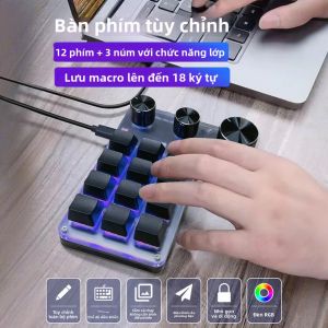 Bàn Phím Cơ Học 12 Phím RGB Lập Trình Macro Tùy Chỉnh Với 3 Núm Xoay Chức Năng Sao Chép Dán Mật Khẩu Một Chạm Hot-swap Dành Cho Máy Tính Để Bàn Máy Tính Xách Tay Máy Tính Bảng