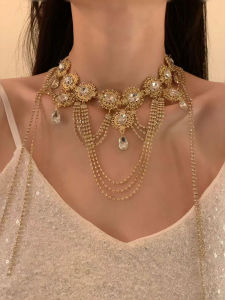 Hey Tao Luxury Heavy Industry Crystal Tassel Necklace for Women Accessible Luxury Niche Design Classy Clavicle Chain Ornament