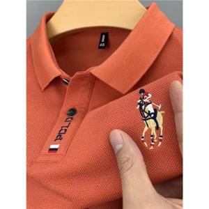 Elegant Embroidered Polo Shirt Short Sleeve Summer Thin Casual Business Casual Turn-down Collar Mens T-shirt Quick-drying Standard Fit