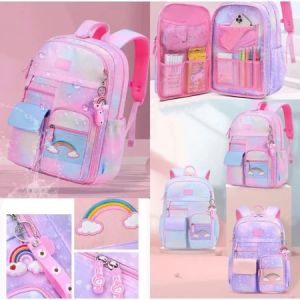 Leiao UT【🔥Best Choice 🔥】Tas Ransel Sekolah Perempuan / Tas Sekolah Anak Anti Air Model Kulkas Pelangi / Tas Punggung Anak / Nylon waterproof Tas Sekolah Anak Laki-Laki Bag Bayar
