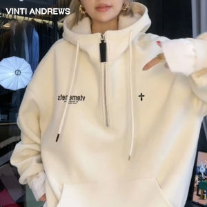 Relaxed Hooded Zippered Loose Top