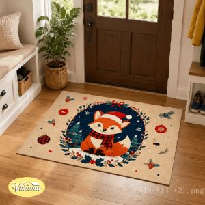 Retro Winter Snowman Doormat Non-Slip Machine-Washable Entry Rug Festive Christmas Entryway Mat Cute Holiday Home Decor