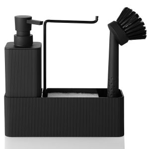 Matte Black Kitchen Soap Dispenser - Includes soap dispenser sponge holder towel rack and dish brush suitable for kitchen cou