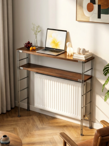 AMU·PIGGY | Vintage Style Wall-leaning Storage Shelf Wooden Multi-layered Open-base