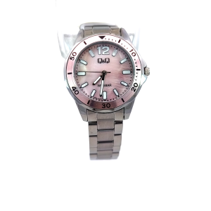 Q&Q Q88B-002PY Womens Pink Dial Stainless Steel Watch