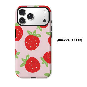 BILIBILI | Cute Red Strawberry Phone Case for iPhone 18 17 16 15 14 13 12 11 Air Pro Max Plus Double-layer Cover