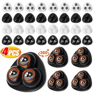 Polocat 4Pcs Self Adhesive Pulley Universal Wheel Three Beads Pulley Mute Ball For Household Storage Box Cupboard Mobile Base Accessory