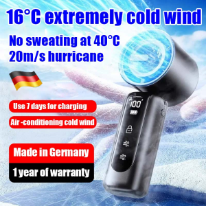 16°C Extremely Cold Wind Air Cooler Handheld Jet Fan Mini Fan Rechargeable Portable Air Cooler 7800mAh Strong Wind 100 Gear Wind Speed Metal Body Digital Display Handheld Jet Fan Air Cooler Rechargeable Fan USB Fan Cooler Fan