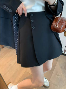 High Waist A-Line Wide Leg Suit Pants Asymmetric Design Black Casual Trousers for Women Spring Autumn New Style plus Size