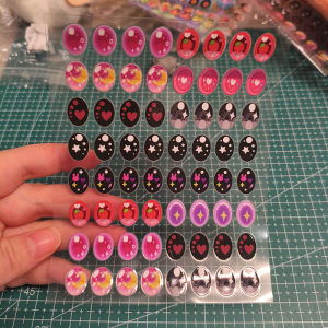 สติกเกอร์ติดตา Labubu รุ่น Demon Slayer ทำมือ ของแท้ Labubu V1v3 สติกเกอร์ติดตาลายดอกไม้สวยงาม อุปกรณ์เสริมตุ๊กตา