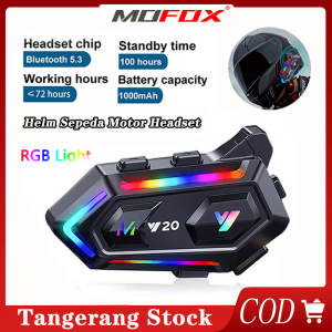 【Ready Stock】MOFOX Y20 Interkom Intercome Bluetooth 5.3 Helm Sepeda Motor Headset Helm Bluetooth untuk Pengendara 16 Jenis Mode Cahaya Tahan Air 1000mAh Headset Helm Bluetooth Perangkat Ponsel Pemutar Musik Speaker Komunikator COD