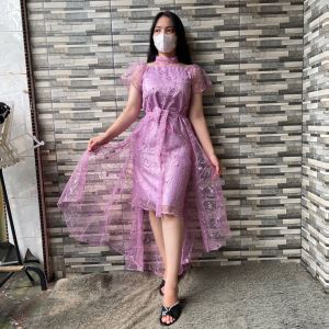 Dress Pesta Mewah Elegant Sabrina Dress Brokat Premium Gaun Natal Terbaru Dress Cantik Kekinian Party Dress Winter Zh