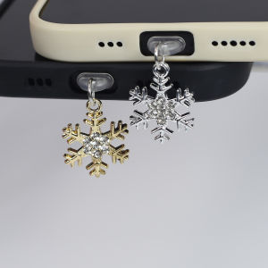 Beautiful Water Diamond Snowflake Style Mobile Phone Dust Plug Pendant Alloy Material Elegant Shining Phone Accessory