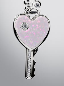 Opalescent Heart Key Dangle Charm