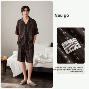 yuenei | Bộ đồ ngủ cotton mùa hè cho nam Quần short Home Clothes Áo khoác ngoài thường ngày cỡ lớn thoải mái thoáng khí