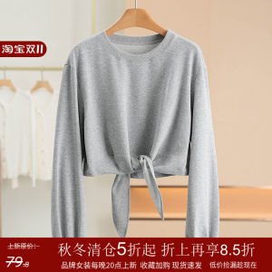 XKing Womens round Neck Hoodie Short Pure Color Elastic Sweatshirt Spring 2025 New Arrival Comfortable Cotton Blend