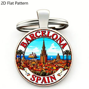 1pc Barcelona Spain Keychain Easter Holiday Commemorative Gift Vintage City Travel Pendant Car Keyring Souvenir for Families