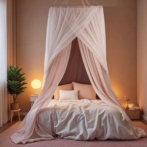Bed Canopy for Girls & Adults Large Elegant Double Layer Bed Curtain Canopy Drapes Round Dome Lace Princess Canopies Netting