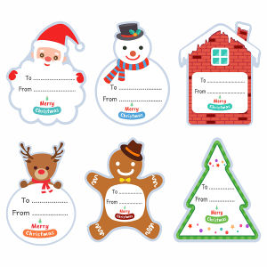 120 Pcs Christmas Gift Tag Stickers – Festive Shape Labels with To/From Area Self-Adhesive for Gift Wrapping Scrapbooking