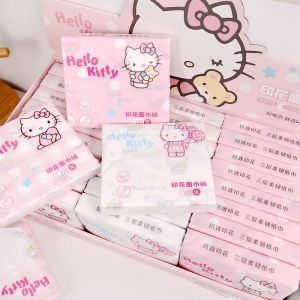 Cute Kitty Cat Printed Paper Towels Portable Individual Pack 40 Sheets Original Wood Pulp Japanese Cartoon Style Sanrio