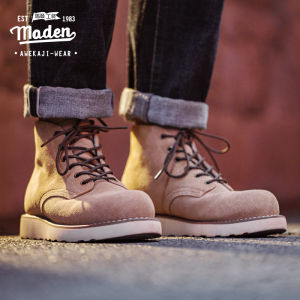 MADEN brand tooling style 9111 tooling boots 2024 Autumn new men shoes Desert boots Retro boots Middle top suede leather boots British style Martin boots