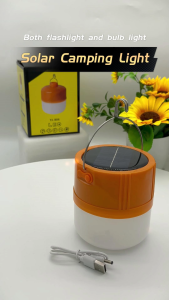 60W Rechargeable LED Bulb Lamp Solar Charge Portable Emergency Night Market Light Outdoor Camping BBQ Hanging Night Light