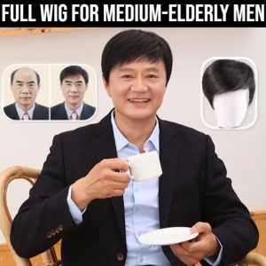 Business Natural And Realistic Full Wig For Medium-Elderly Men Men Wig Hair  Hair Pad   Simple Convenience Removable