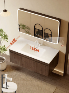 LANGXIANG | Retro Style Full Aluminum Extra-wide Antibacterial Ceramic Basin Bathroom Cabinet 60cm