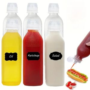 Three-piece 17-ounce squeeze bottle for sauces and oils-PVC-free durable PP for tomato sauce barbecue sauce and olive oil disp