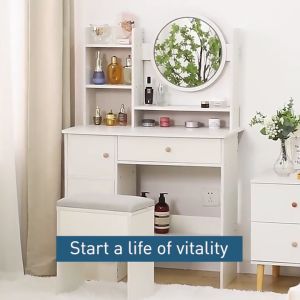 Vanity Table Dressing Table LED Mirror Makeup Drawer Vanity Dressing Table Storage Table Cosmetic Table Bedroom Table