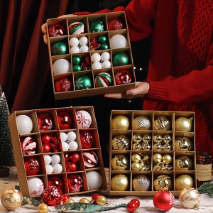 Great Deals✅44PCS christmas balls decors 3cm 6cm christmas balls decoration set christmas tree decorations Not fragile big christmas balls(Red Gold/Champagne Gold/Silver/Luxury Full Gold/Pink Silver)5 color options christmas tree and decorations 11 styles